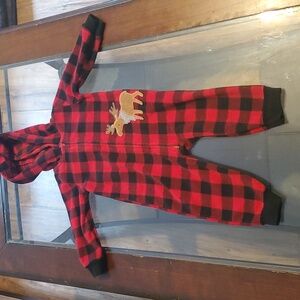 Kids/ Toddler's Red and Black Plaid Zip up Onzie